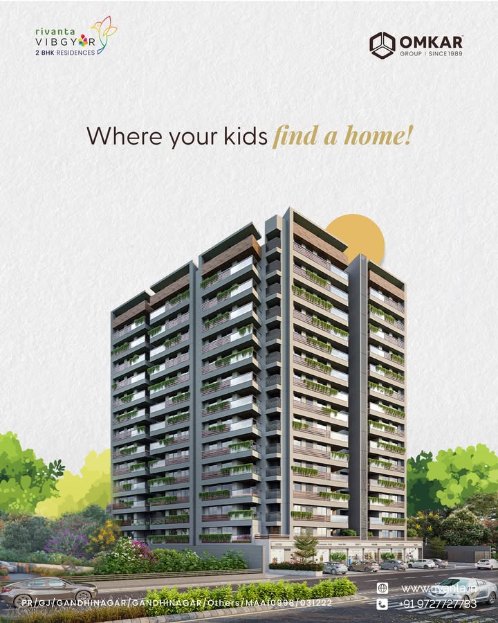 Omkar Group,  rivanta, rivantavibgyor, rivantabypramukhomkar, omkargroup, pramukhgroup, kidsfriendly, kidsfriendlyapartments, kidsamenities, residentialbuilding, 2bhk, 2bhkapartments, gandhinagar