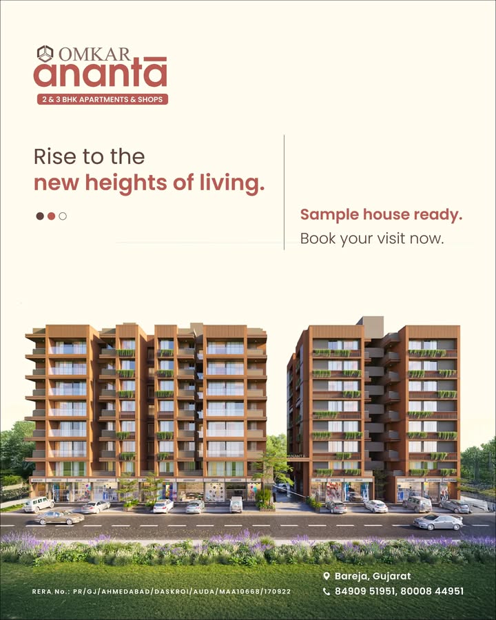 Omkar Group,  barejaahmedabad, omkarananta, omkargroup, omkar, bareja, 2bhkapartments, 3bhkapartments, homeinbareja, spacioushomes, spaciousapartments, #samplehouseready, samplehouse?, samplehouse
