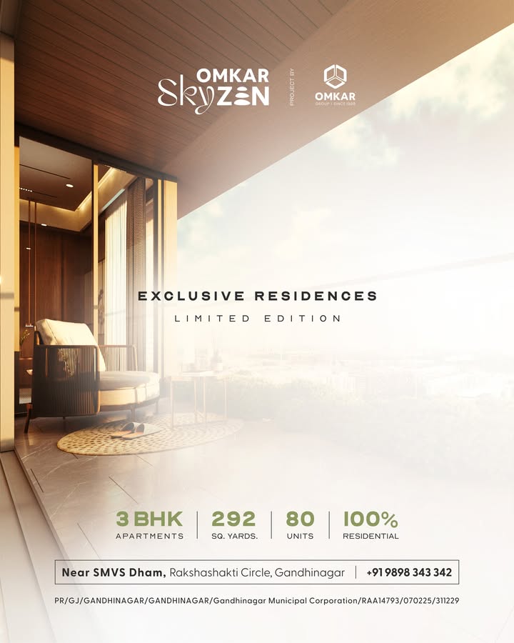 Omkar Group,  omkar, omkarskyzen, omkargroup, luxurious3bhk, findyourzen, innerpeace?, 3bhkhomes, 3bhkapartments, greenbuildingproject, greenliving, smvsdham, gandhinagar, zen, zenmode