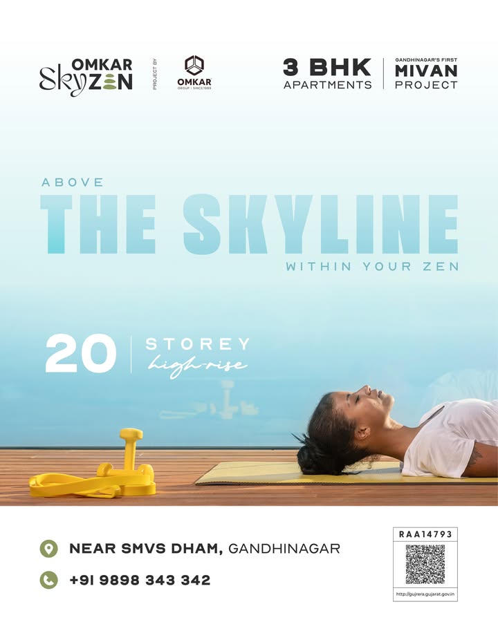 Omkar Group,  omkarskyzen, omkar, omkargroup, 3bhkhomes, 3bhk, luxuriousapartments, smvsdham, gandhinagar, mivanconstruction, mindfulness