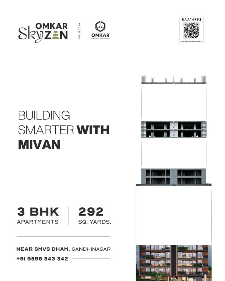 Omkar Group,  omkarskyzen, omkar, omkargroup, 3bhkhomes, 3bhk, luxuriousapartments, smvsdham, gandhinagar, mivanconstruction, mindfulness, 80units, mivantechnology
