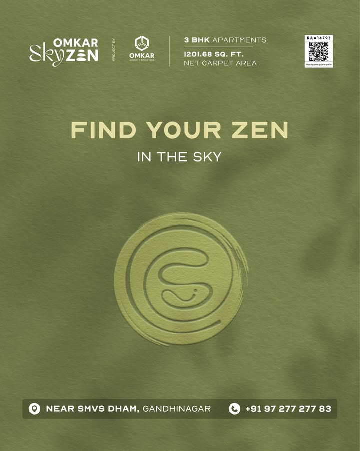 Omkar Group,  omkarskyzen, omkargroup, 3bhkhomes, luxuriousapartments, gandhinagar