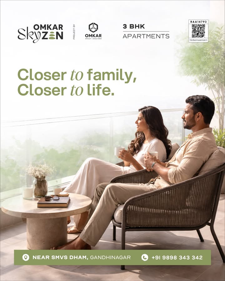 Omkar Group,  omkarskyzen, OmkarGroup, 3bhkapartments, homeingandhinagar, ZenLiving