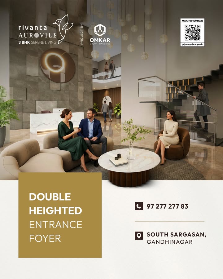 Omkar Group,  rivantaaurovile, rivantabypramukhomkar, 3bhkapartments, auroville, gandhinagar