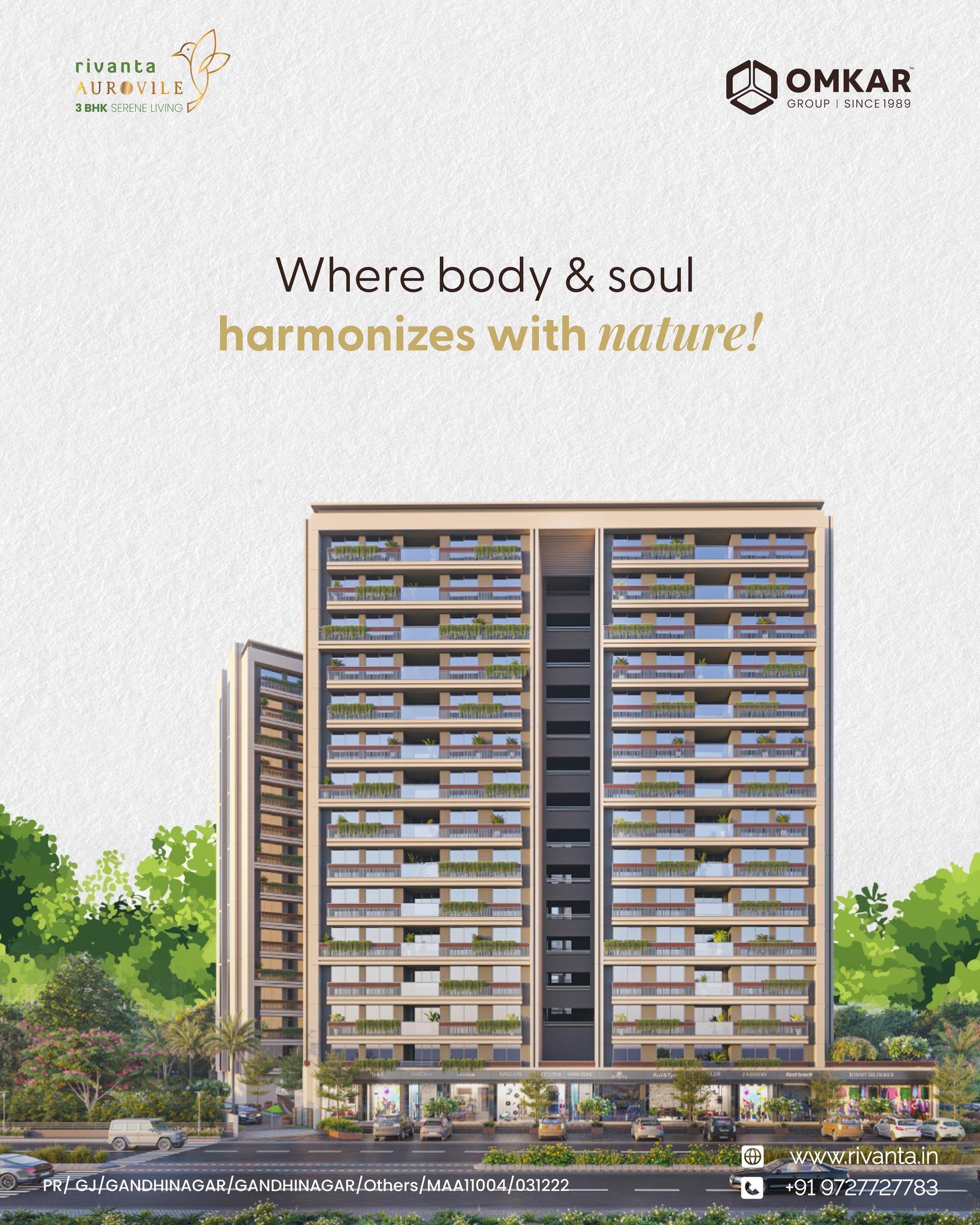 Omkar Group,  rivantabypramukhomkar, rivantaaurovile, 3bhk, 3bhkapartments, luxuriousapartments, peace, aurovile, omkargroup, pramukhomkargroup, rivanta, gandhinagar, residentialproject, residentialbuilding, greenliving, greenbuilding