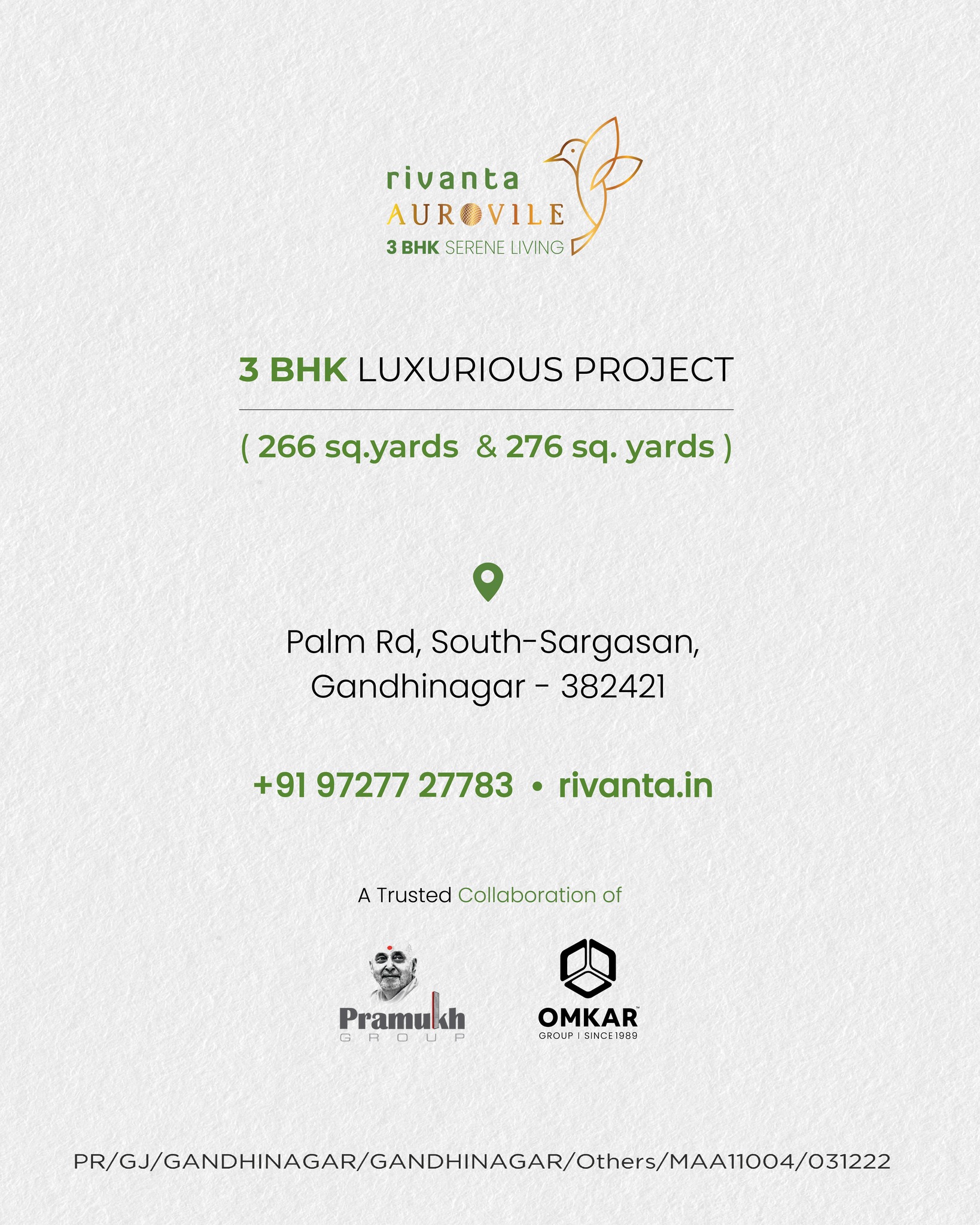 Omkar Group,  rivantabypramukhomkar, rivantaaurovile, 3bhk, 3bhkapartments, luxuriousapartments, peace, aurovile, omkargroup, pramukhomkargroup, rivanta, gandhinagar, residentialproject, residentialbuilding, greenliving, greenbuilding