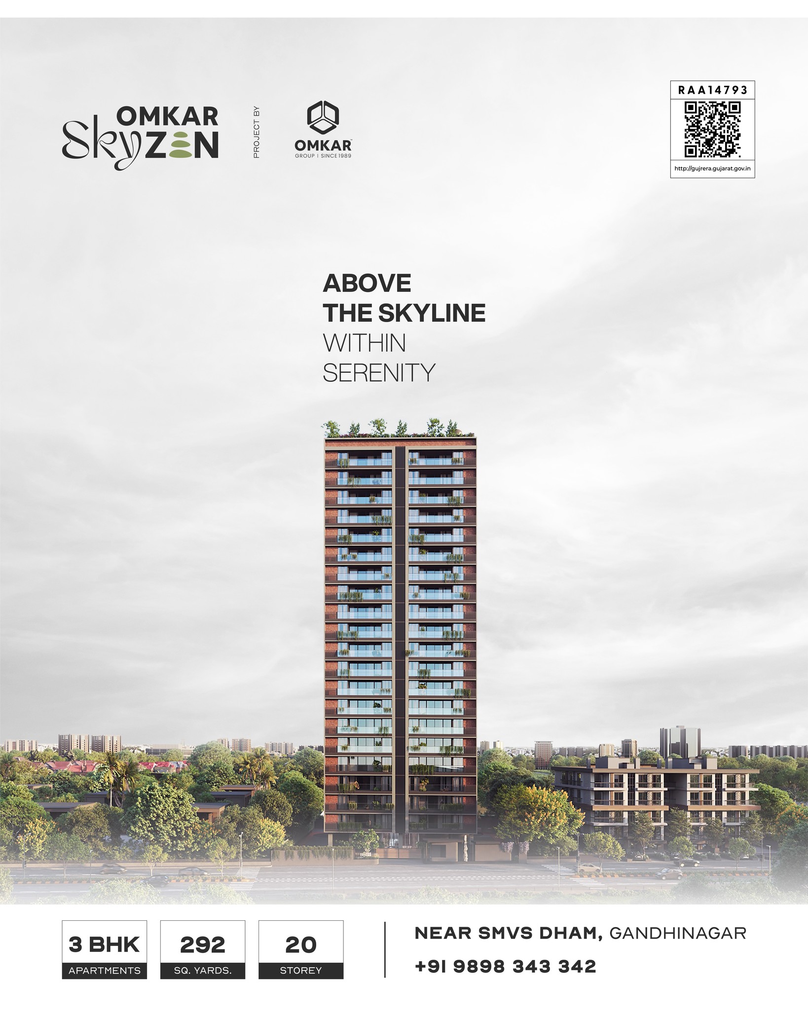 Omkar Group,  omkarskyzen, omkar, omkargroup, 3bhkhomes, 3bhk, luxuriousapartments, smvsdham, gandhinagar, mivanconstruction, mindfulness, 80units