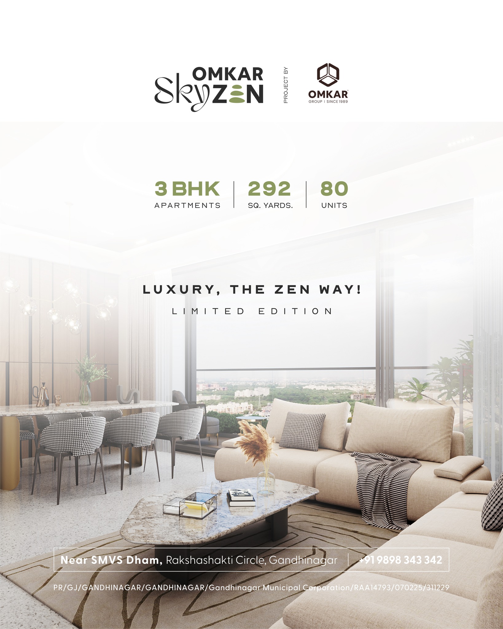 Omkar Group,  omkarskyzen, omkar, omkargroup, 3bhkhomes, 3bhk, luxuriousapartments, smvsdham, gandhinagar, mivanconstruction, mindfulness